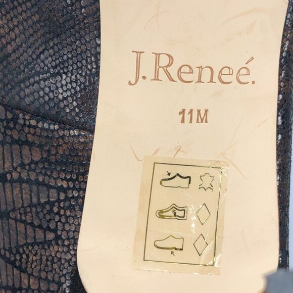 J. Renee leather & suede - Adan black & brown gold heeled pointed pumps size 11M - Picture 6 of 16